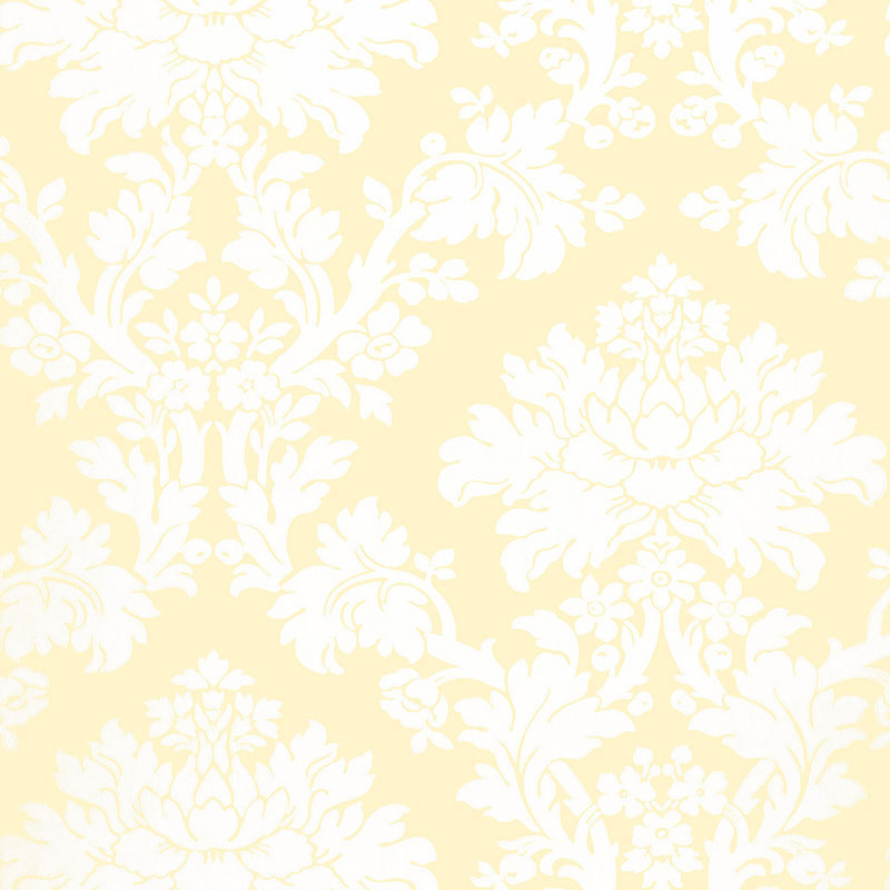Tierni Damask wallpaper in buttercup color - pattern number 5004461 - by Schumacher in the Greenhouse Schumacher collection