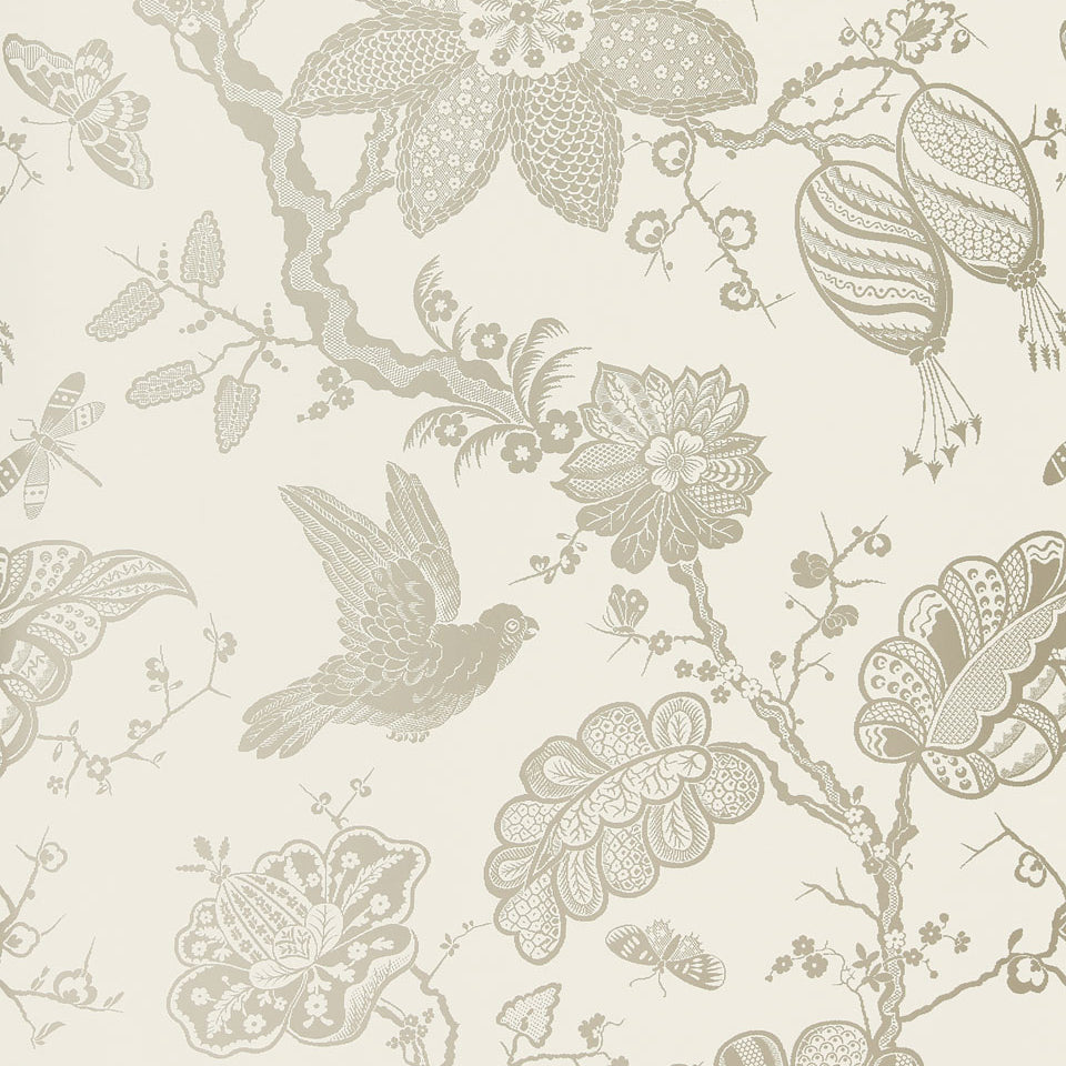 Bali Vine fabric in platinum color - pattern number 5005000 - by Schumacher in the Modern Nature collection