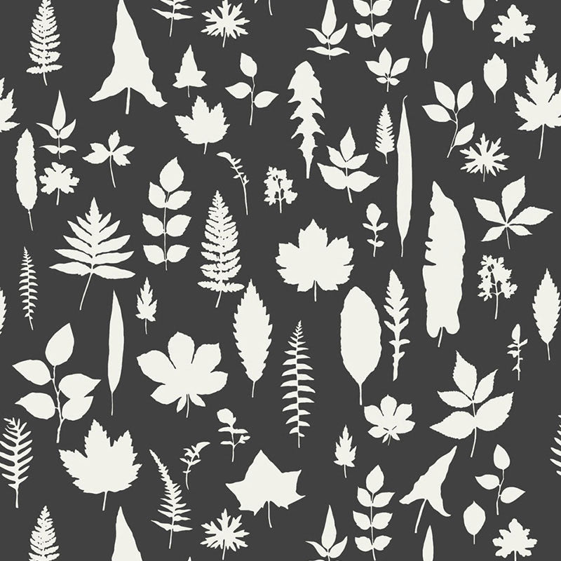 Leaves fabric in graphite color - pattern number 5005023 - by Schumacher in the Modern Nature collection