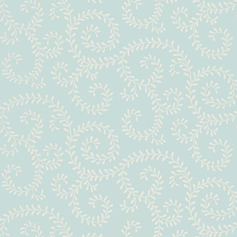 Leafy Scroll wallpaper in sky color - pattern number 5005092 - by Schumacher in the Simply Charming Wallpapers collection