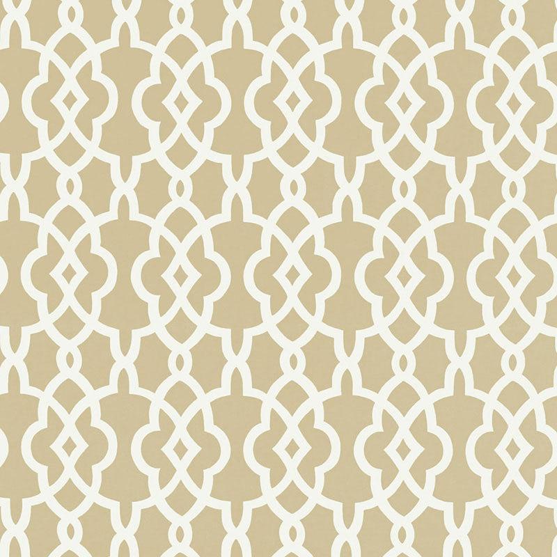 Summer Palace Fret wallpaper in sand color - pattern number 5005140 - by Schumacher in the Modern Nature collection