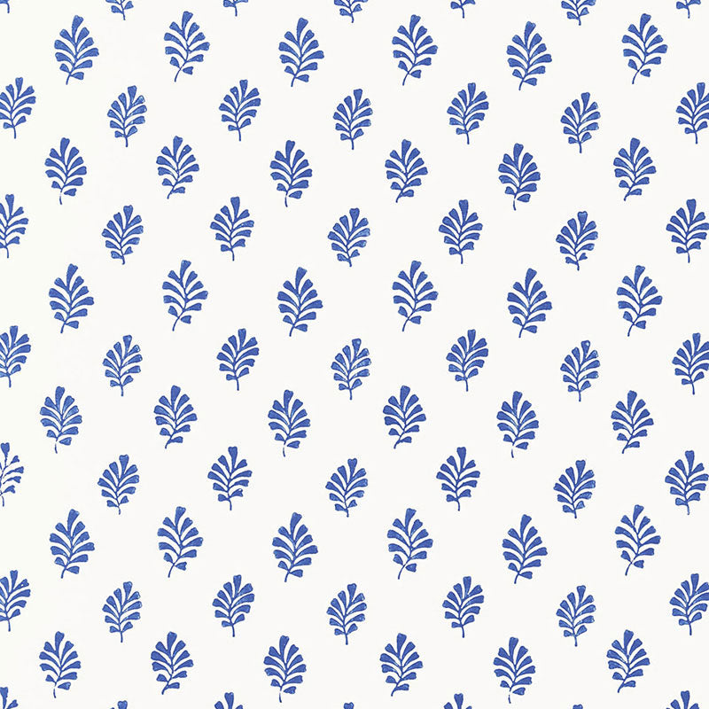 Bakara Leaf wallpaper in delft color - pattern number 5005231 - by Schumacher in the Jaipur collection