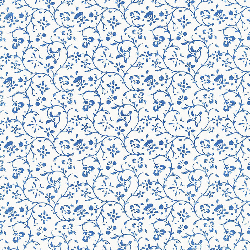 Kyara Vine wallpaper in delft color - pattern number 5005261 - by Schumacher in the Jaipur collection