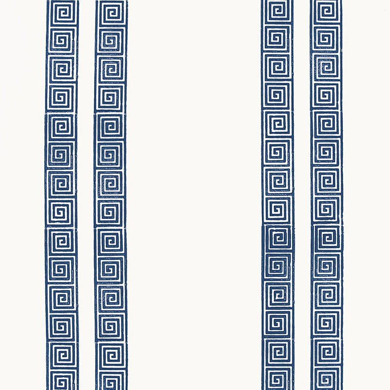 Greek Key Stripe wallpaper in navy color - pattern number 5005361 - by Schumacher in the Jaipur collection