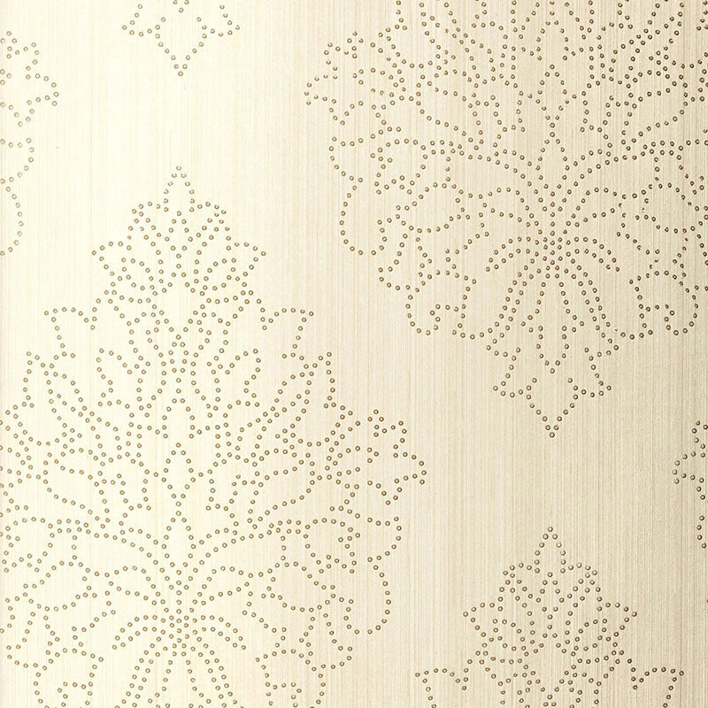 Beaded Damask fabric in alabaster color - pattern number 5005660 - by Schumacher in the Modern Glamour collection