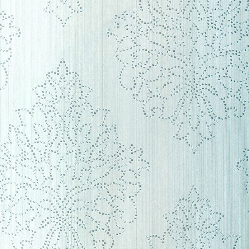 Beaded Damask fabric in sky color - pattern number 5005661 - by Schumacher in the Modern Glamour collection