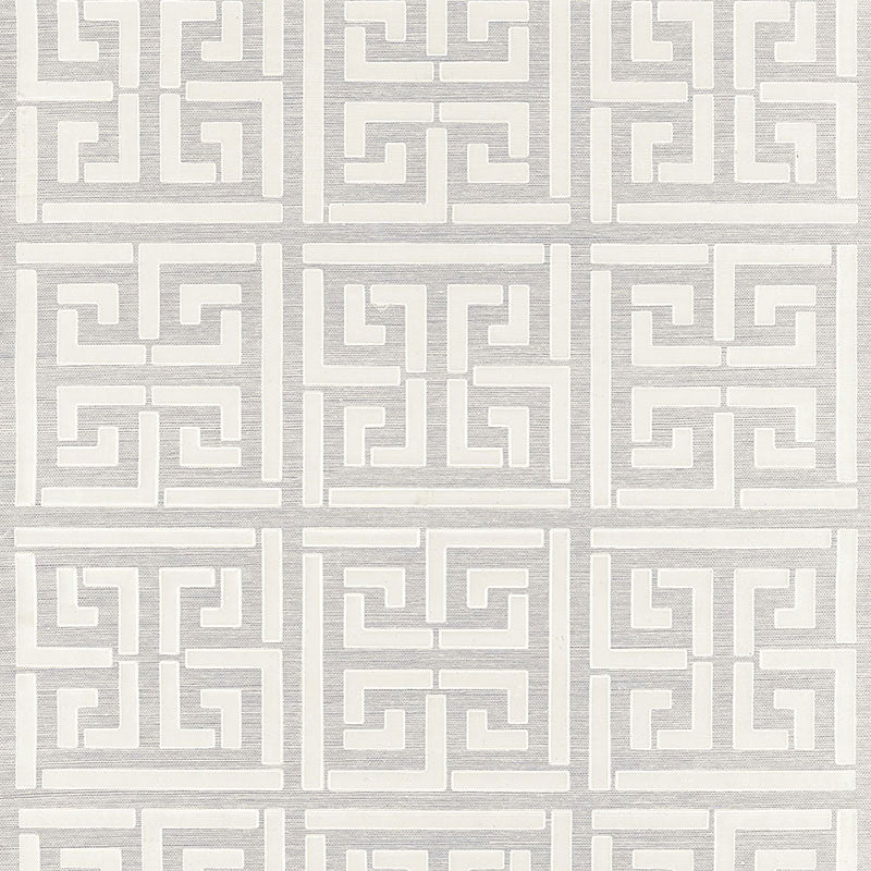 Greek Key Sisal fabric in silver color - pattern number 5005690 - by Schumacher in the Modern Glamour collection
