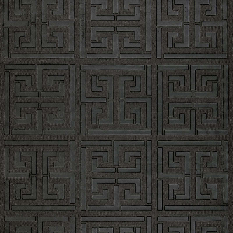 Greek Key Sisal fabric in jet color - pattern number 5005692 - by Schumacher in the Modern Glamour collection