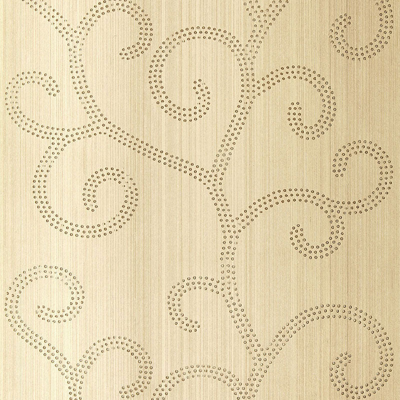 Raindrop Scroll fabric in white gold color - pattern number 5005702 - by Schumacher in the Modern Glamour collection