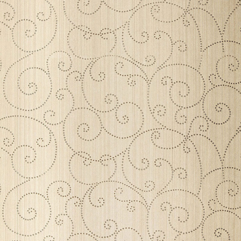 Beaded Scroll fabric in aged silver color - pattern number 5005720 - by Schumacher in the Modern Glamour collection