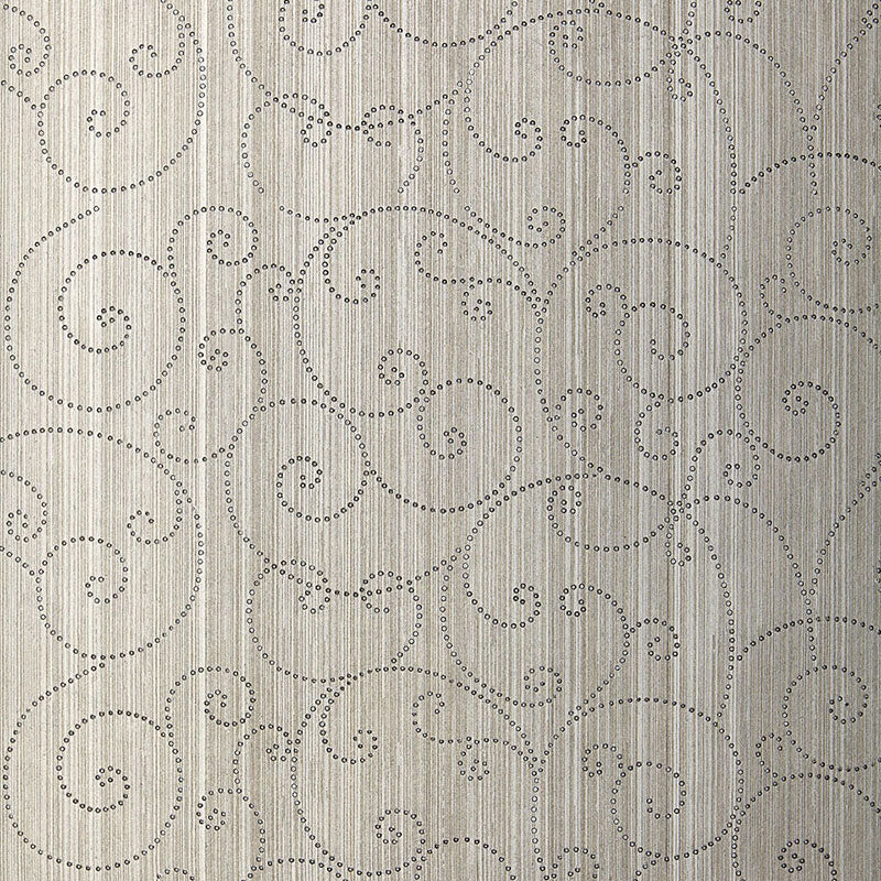 Beaded Scroll fabric in pewter color - pattern number 5005721 - by Schumacher in the Modern Glamour collection