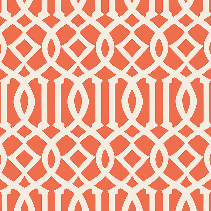 Imperial Trellis Ii fabric in ivory mandarin color - pattern number 5005800 - by Schumacher in the Print Happy Wallpapers collection
