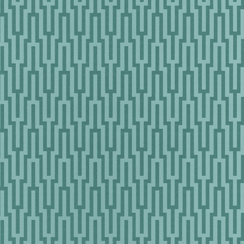 Metropolitan Fret wallpaper in turquoise color - pattern number 5005894 - by Schumacher in the Byzantium collection
