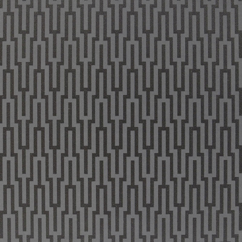 Metropolitan Fret wallpaper in black pearl color - pattern number 5005895 - by Schumacher in the Byzantium collection