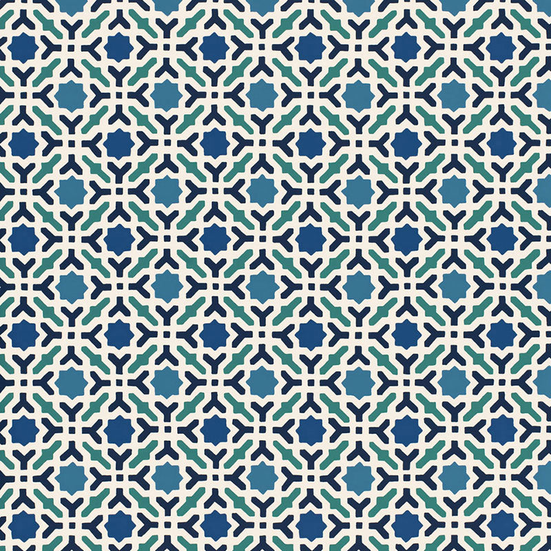 Serallo Mosaic wallpaper in aegean color - pattern number 5005970 - by Schumacher in the Byzantium collection