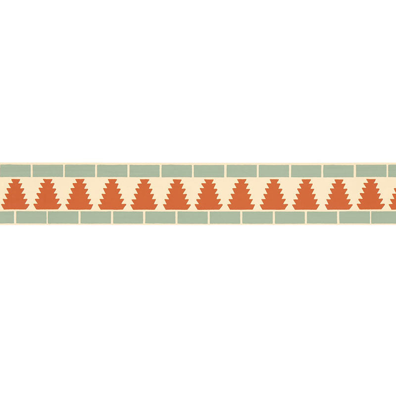 Cadiz Mosaic Border border in persimmon color - pattern number 5006032 - by Schumacher in the Byzantium collection