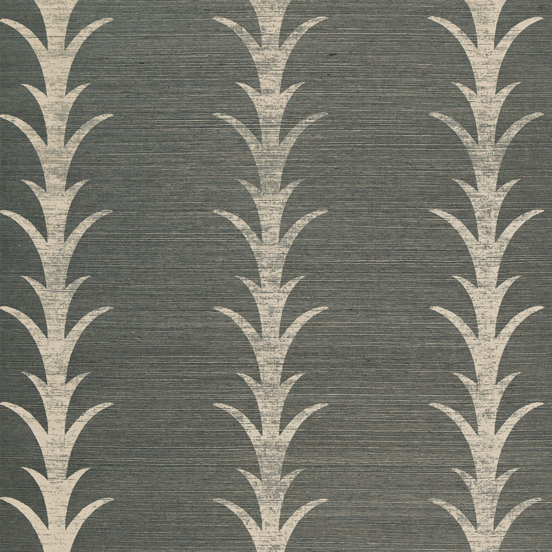 Acanthus Stripe Sisal fabric in shadow color - pattern number 5006050 - by Schumacher in the Celerie Kemble collection