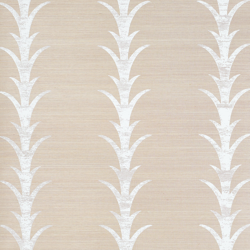 Acanthus Stripe Sisal fabric in fog and chalk color - pattern number 5006052 - by Schumacher in the Celerie Kemble collection