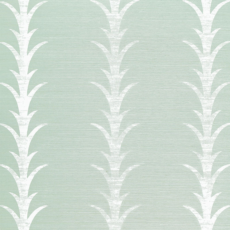 Acanthus Stripe Sisal fabric in seaglass and chalk color - pattern number 5006053 - by Schumacher in the Celerie Kemble collection