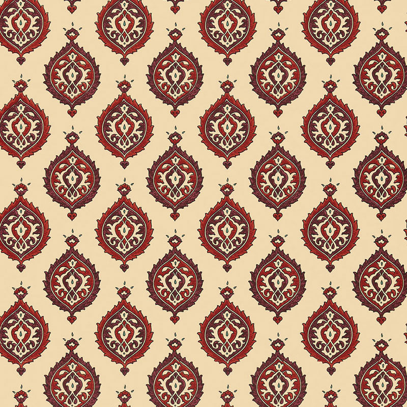 Samovar wallpaper in pomegranate color - pattern number 5006682 - by Schumacher in the Martyn Lawrence Bullard Schumacher collection