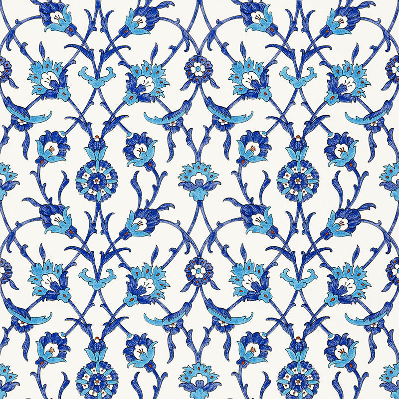 Sultans Trellis wallpaper in peacock color - pattern number 5006700 - by Schumacher in the Ottoman Chic collection
