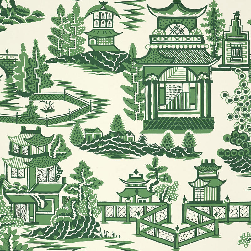 Nanjing fabric in jade color - pattern number 5006912 - by Schumacher in the Print Happy Wallpapers collection