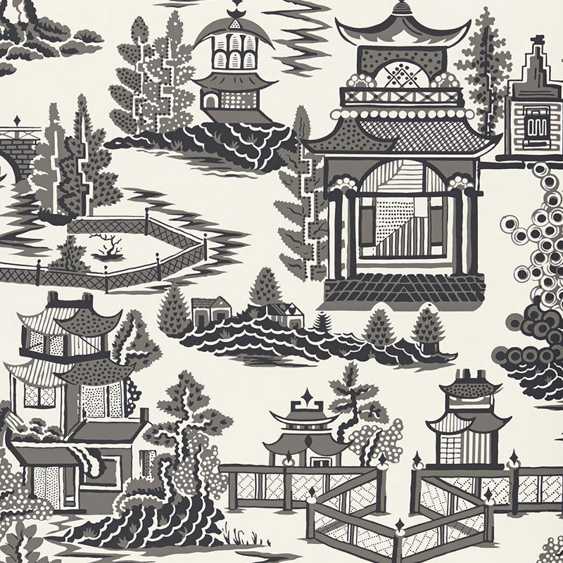 Nanjing fabric in smoke color - pattern number 5006913 - by Schumacher in the Print Happy Wallpapers collection