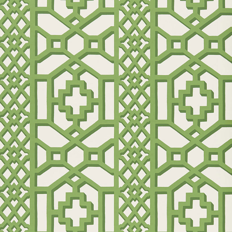 Zanzibar Trellis wallpaper in jade color - pattern number 5006941 - by Schumacher in the Print Happy Wallpapers collection