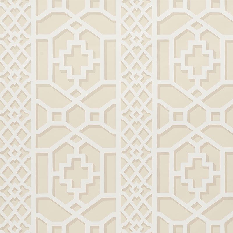 Zanzibar Trellis wallpaper in sand color - pattern number 5006945 - by Schumacher in the Print Happy Wallpapers collection