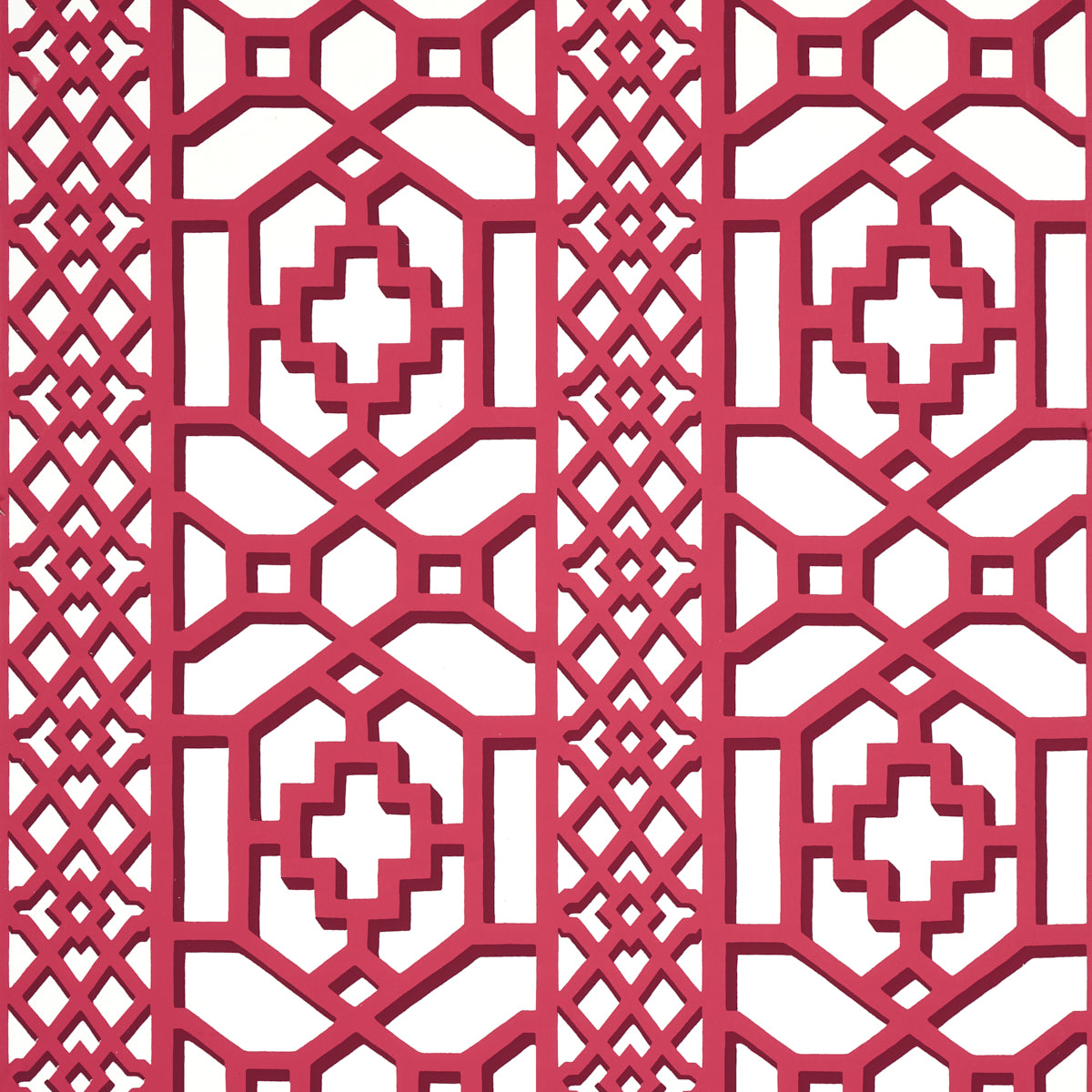 Zanzibar Trellis fabric in laquer red color - pattern number 5006948 - by Schumacher in the Preppy Chic collection
