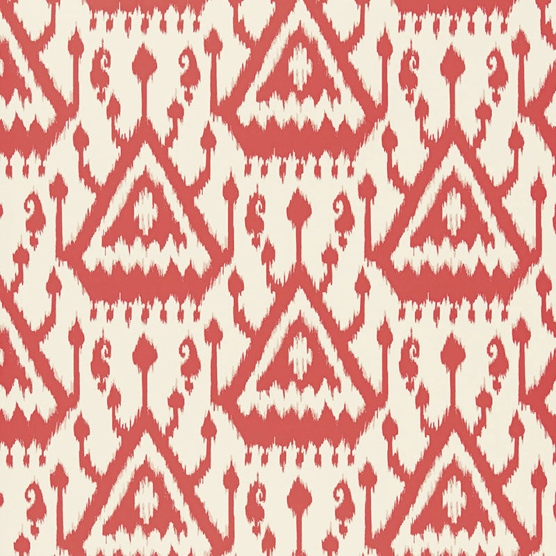 Vientiane Ikat wallpaper in coral color - pattern number 5006950 - by Schumacher in the Print Happy Wallpapers collection