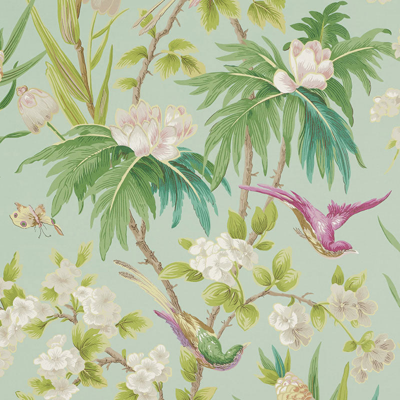 Seychelles wallpaper in sea color - pattern number 5006971 - by Schumacher in the Print Happy Wallpapers collection