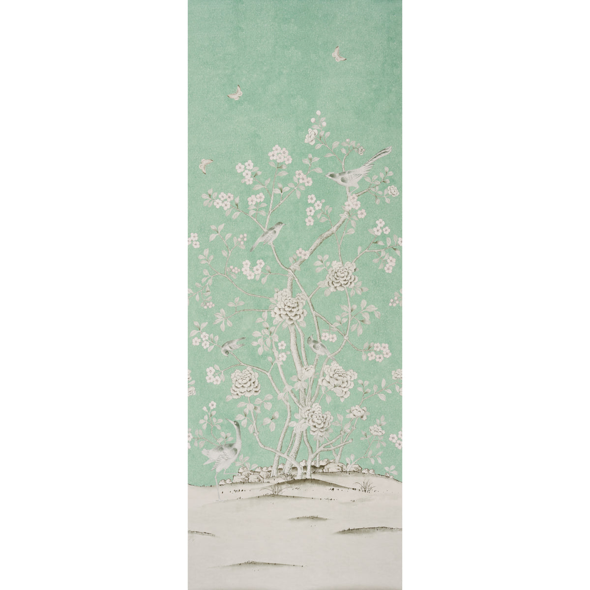 Chinois Palais Panel wallpaper in aquamarine color - pattern number 5007123 - by Schumacher in the Mary Mcdonald collection