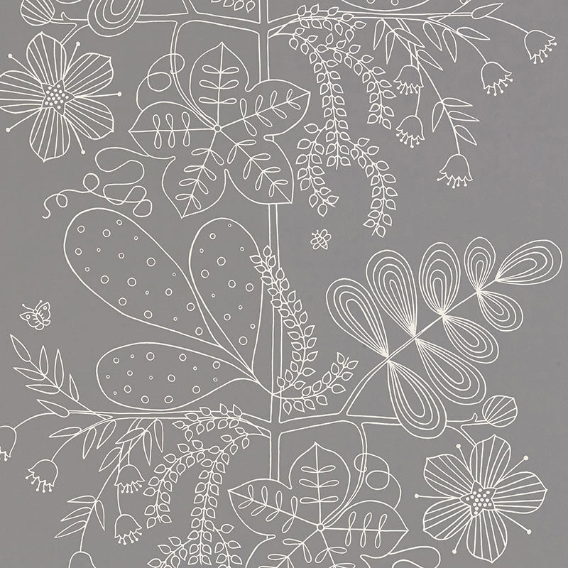 Blommen fabric in smoke color - pattern number 5007491 - by Schumacher in the Drawn from Nature collection