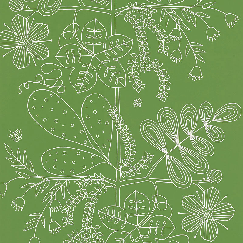 Blommen fabric in leaf color - pattern number 5007492 - by Schumacher in the Drawn from Nature collection