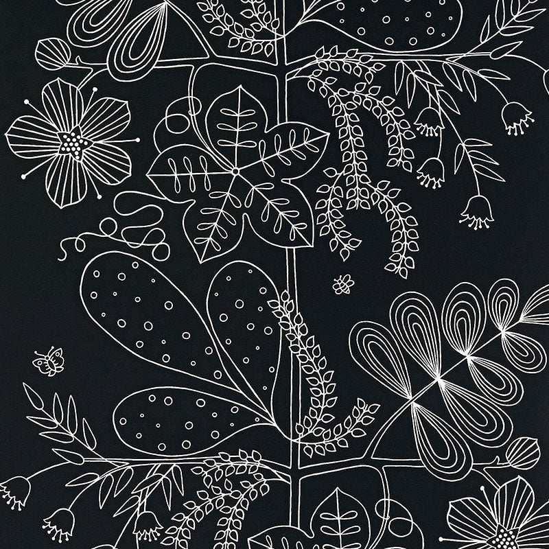 Blommen fabric in ebony color - pattern number 5007494 - by Schumacher in the Drawn from Nature collection