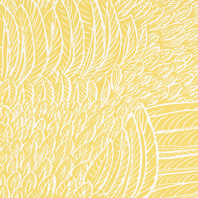 Featherfest wallpaper in citron color - pattern number 5007562 - by Schumacher in the Drawn from Nature collection