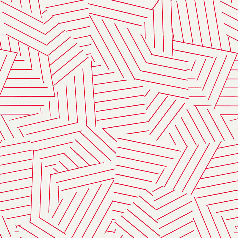 Deconstructed Stripe wallpaper in red color - pattern number 5007971 - by Schumacher in the The Smart Set collection