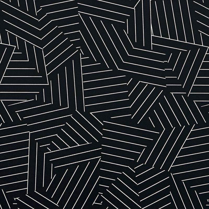 Deconstructed Stripe wallpaper in ivory on black color - pattern number 5007974 - by Schumacher in the New Wave Black and White collection