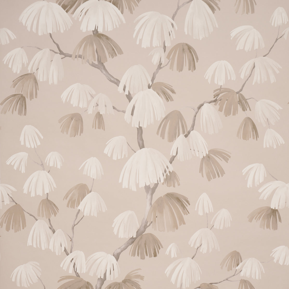 Weeping Pine Wallpaper in taupe color - pattern number 5008334 - by Schumacher in the Perennial Favorites collection
