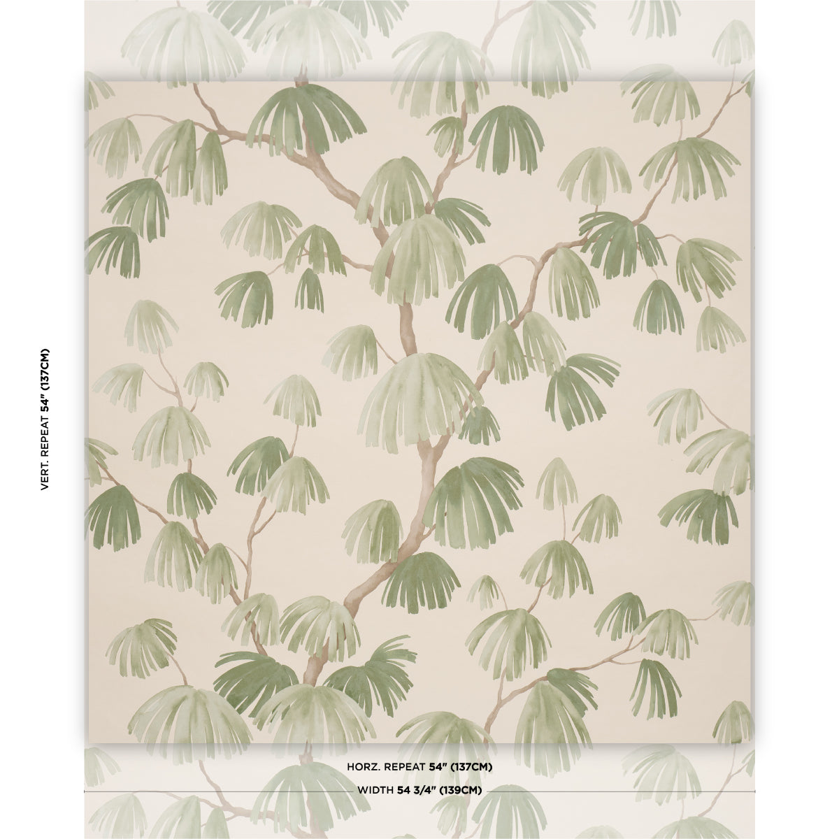 Weeping Pine Wallpaper in green color - pattern number 5008335 - by Schumacher in the Perennial Favorites collection