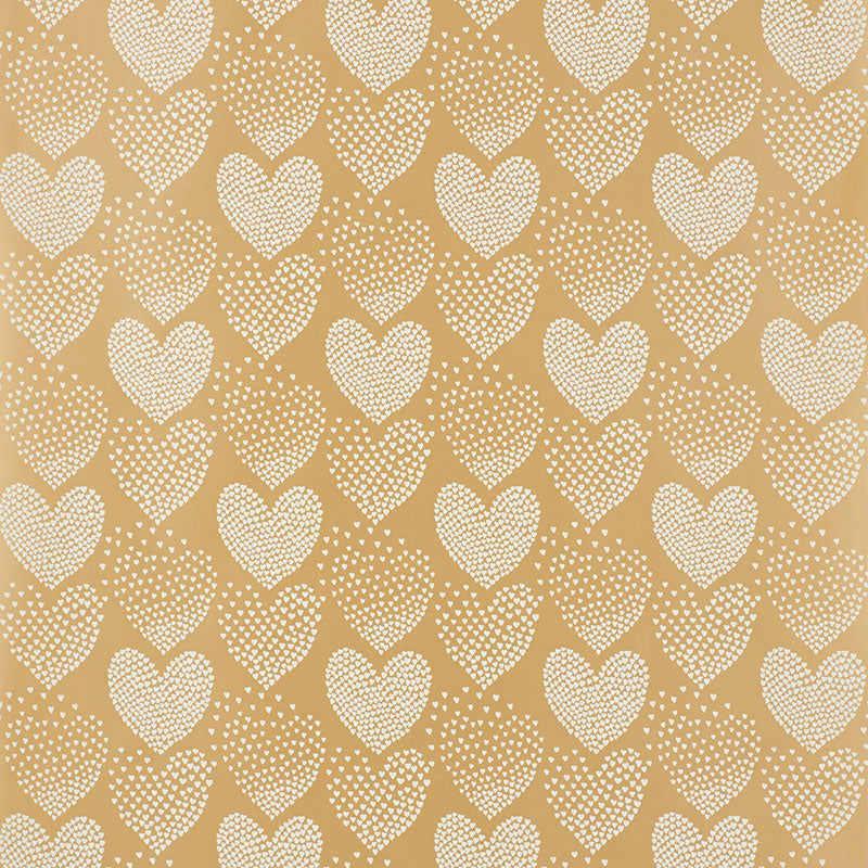 Heart Of Hearts fabric in ivory and gold color - pattern number 5008360 - by Schumacher in the Heart Of Hearts collection