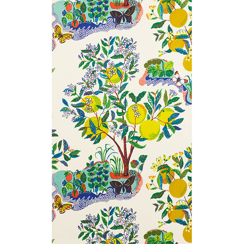 Citrus Garden Panel Set fabric in primary color - pattern number 5008410 - by Schumacher in the Signature Schumacher collection