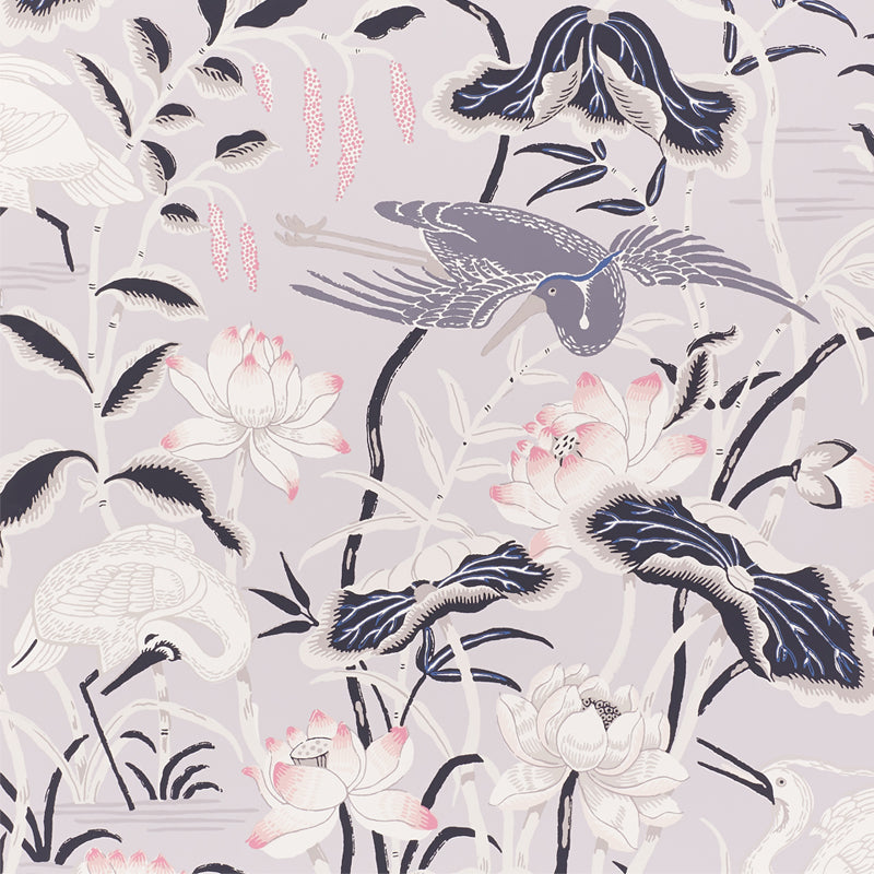 Lotus Garden fabric in lilac color - pattern number 5008432 - by Schumacher in the Signature Schumacher collection