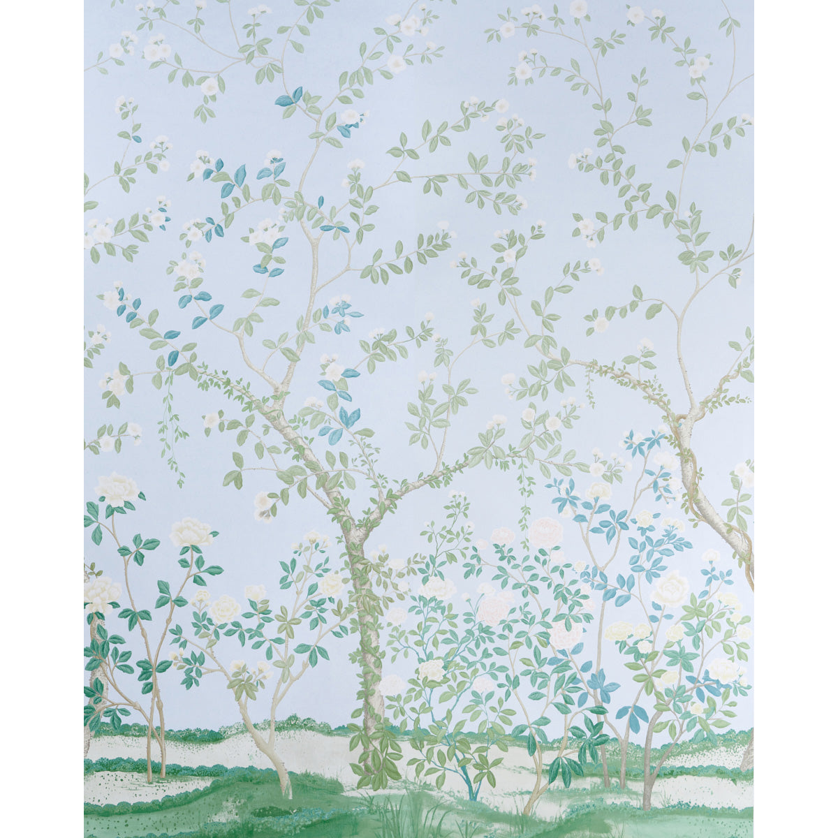 Madame De Pompadour Panel Set fabric in blue color - pattern number 5008544 - by Schumacher in the Panels Collection collection