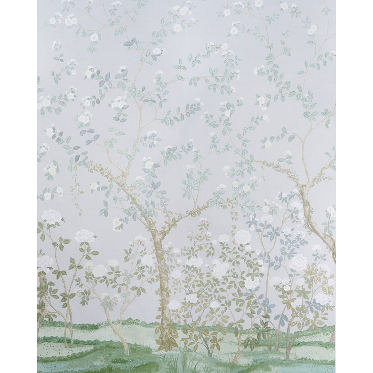 Madame De Pompadour Panel Set fabric in grey color - pattern number 5008545 - by Schumacher in the Panels Collection collection
