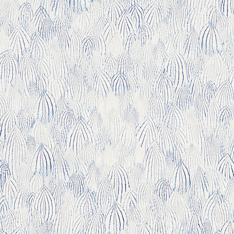 Feathers fabric in indigo color - pattern number 5008611 - by Schumacher in the Silver Lining Performance Wallcoverings collection