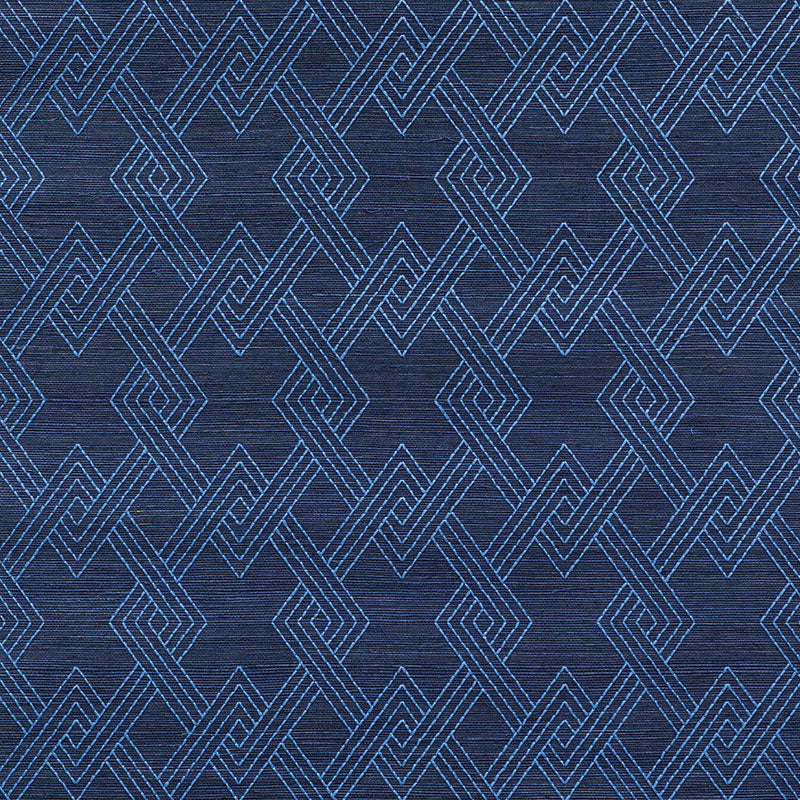 Hix Embroidered Sisal fabric in blue color - pattern number 5008970 - by Schumacher in the Happy Together collection