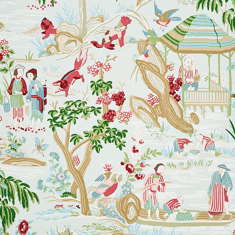 Yangtze River wallpaper in aqua color - pattern number 5009091 - by Schumacher in the Signature Schumacher collection