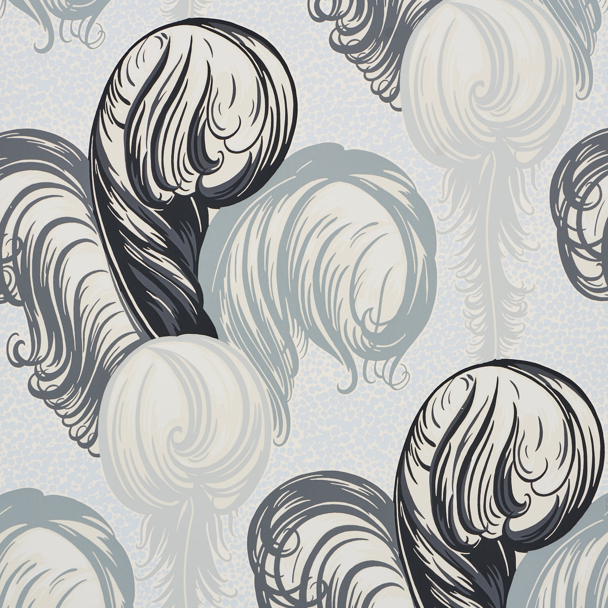 Plumes fabric in grisaille color - pattern number 5009151 - by Schumacher in the Fashion Forward collection